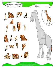 Puzzle Kes Yapıştır Çalışma Sayfaları